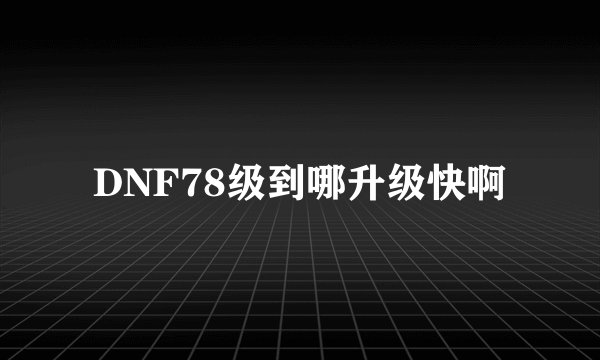 DNF78级到哪升级快啊