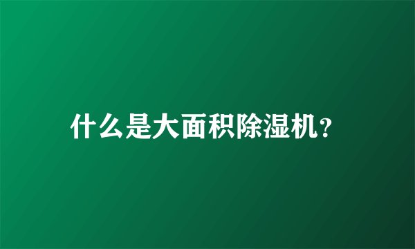 什么是大面积除湿机？