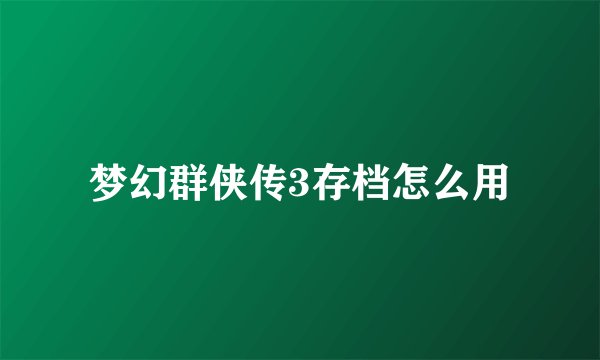 梦幻群侠传3存档怎么用