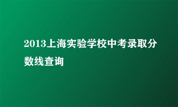 2013上海实验学校中考录取分数线查询