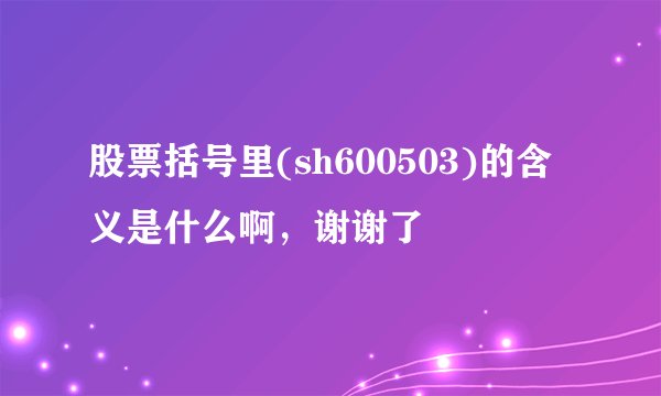 股票括号里(sh600503)的含义是什么啊，谢谢了