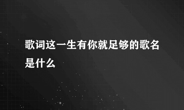歌词这一生有你就足够的歌名是什么