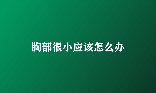 胸部很小应该怎么办