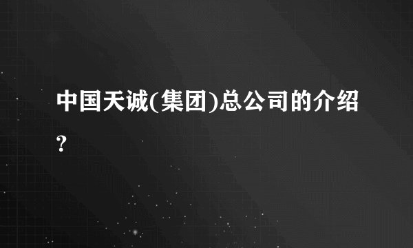 中国天诚(集团)总公司的介绍？