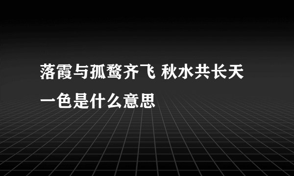 落霞与孤鹜齐飞 秋水共长天一色是什么意思