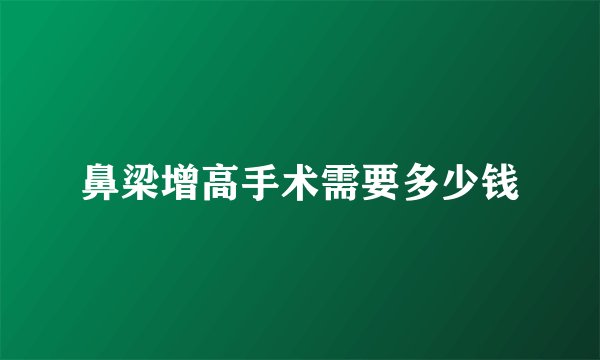 鼻梁增高手术需要多少钱