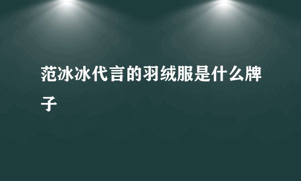 范冰冰代言的羽绒服是什么牌子