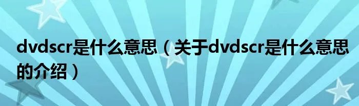 dvdscr是什么意思（关于dvdscr是什么意思的介绍）