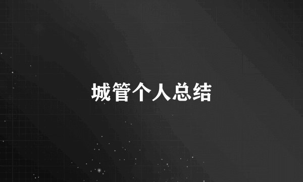 城管个人总结