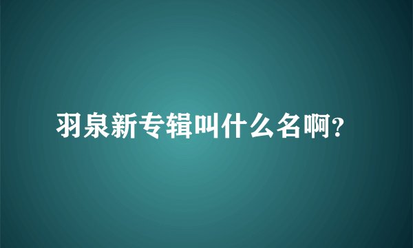 羽泉新专辑叫什么名啊？