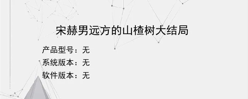 宋赫男远方的山楂树大结局?