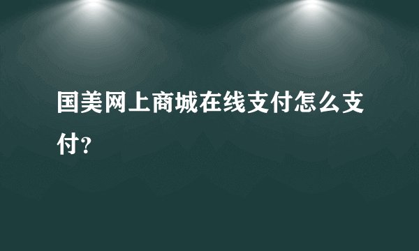 国美网上商城在线支付怎么支付?