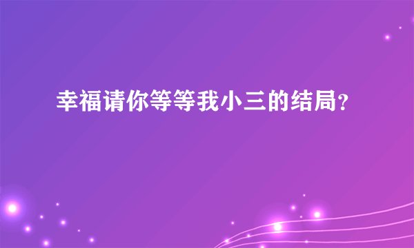 幸福请你等等我小三的结局？