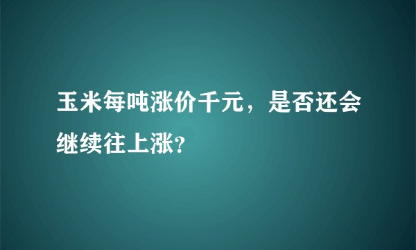 玉米每吨涨价千元，是否还会继续往上涨？