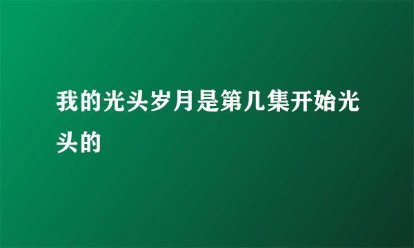 我的光头岁月是第几集开始光头的
