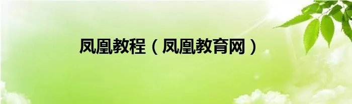 凤凰教程（凤凰教育网）