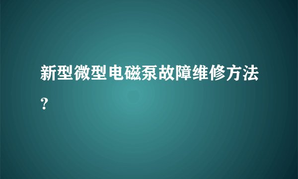新型微型电磁泵故障维修方法？
