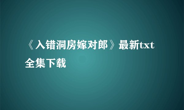 《入错洞房嫁对郎》最新txt全集下载