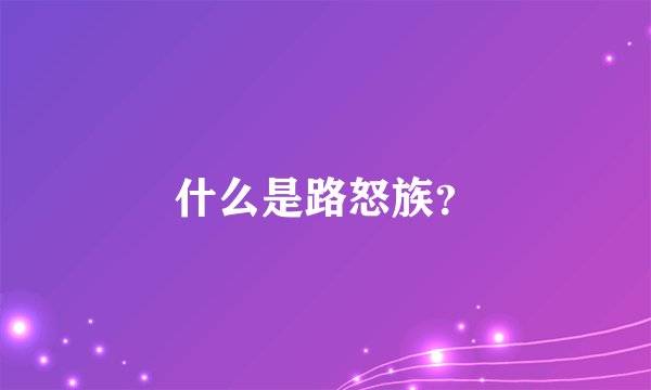 什么是路怒族？