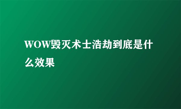WOW毁灭术士浩劫到底是什么效果