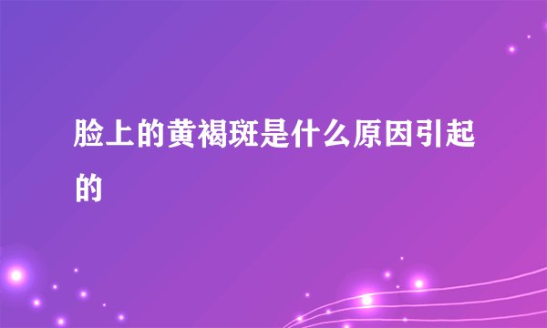 脸上的黄褐斑是什么原因引起的