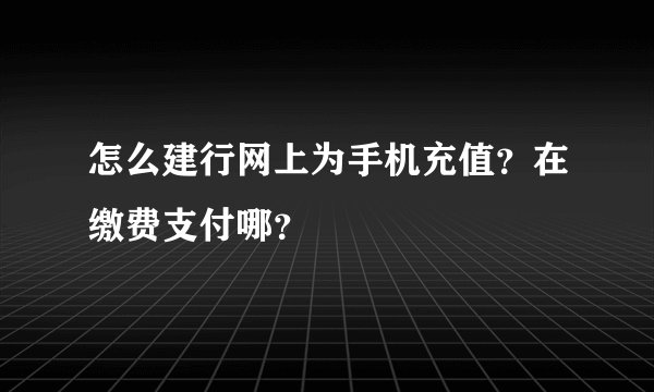怎么建行网上为手机充值？在缴费支付哪？