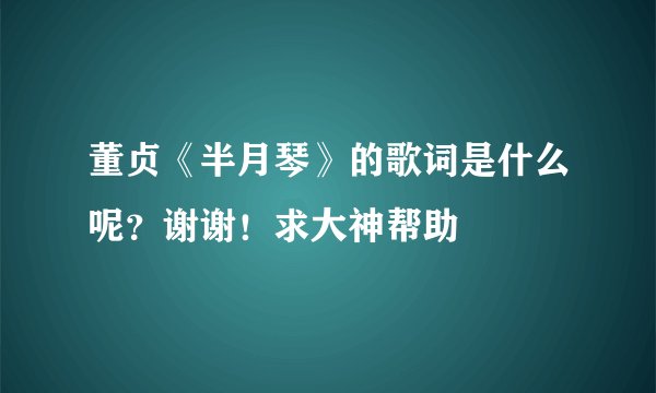 董贞《半月琴》的歌词是什么呢？谢谢！求大神帮助