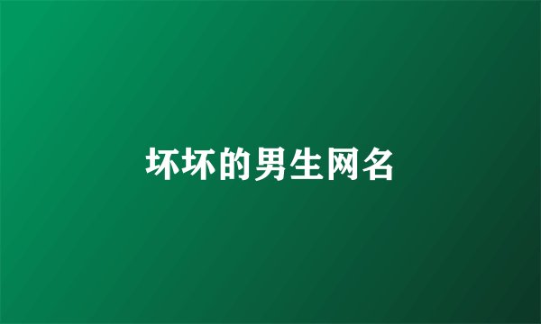 坏坏的男生网名