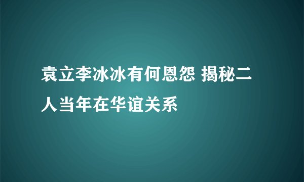 袁立李冰冰有何恩怨 揭秘二人当年在华谊关系