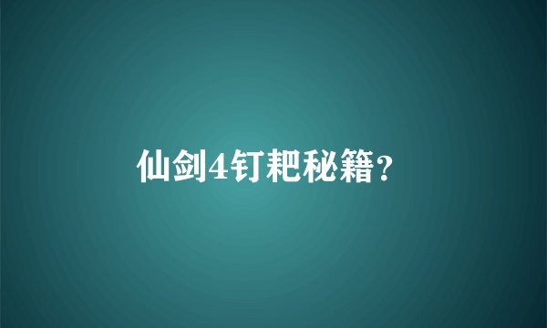 仙剑4钉耙秘籍？