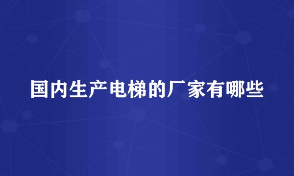 国内生产电梯的厂家有哪些