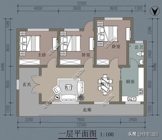 求农村120平一层小别墅设计图?