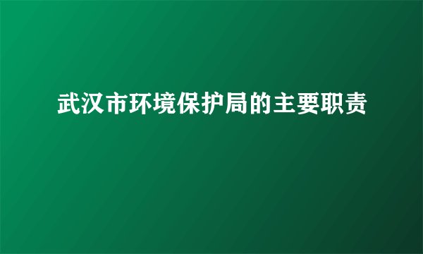 武汉市环境保护局的主要职责