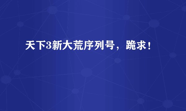 天下3新大荒序列号，跪求！