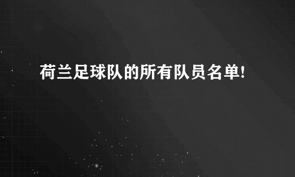 荷兰足球队的所有队员名单!