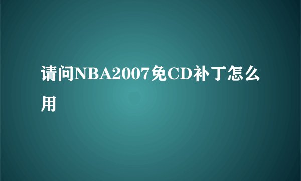 请问NBA2007免CD补丁怎么用