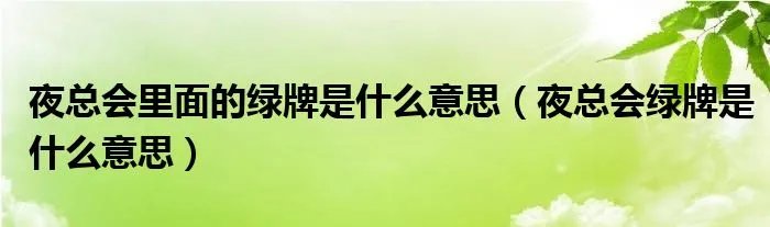 夜总会里面的绿牌是什么意思(夜总会绿牌是什么意思)