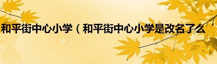 和平街中心小学（和平街中心小学是改名了么