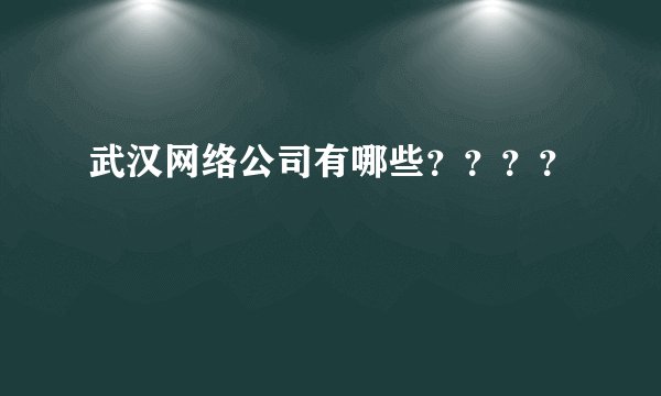 武汉网络公司有哪些？？？？