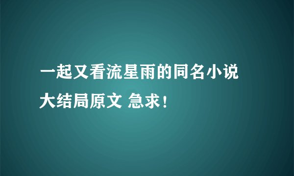 一起又看流星雨的同名小说 大结局原文 急求！