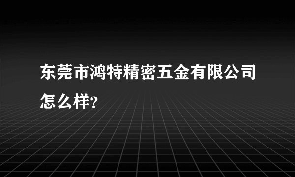东莞市鸿特精密五金有限公司怎么样？