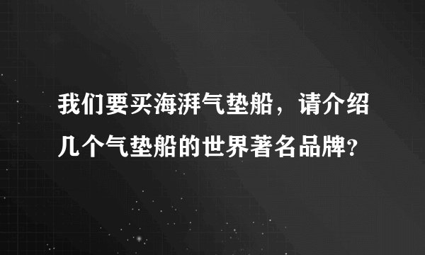 我们要买海湃气垫船,请介绍几个气垫船的世界著名品牌?