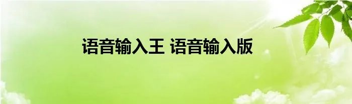 语音输入王 语音输入版