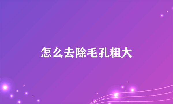 怎么去除毛孔粗大