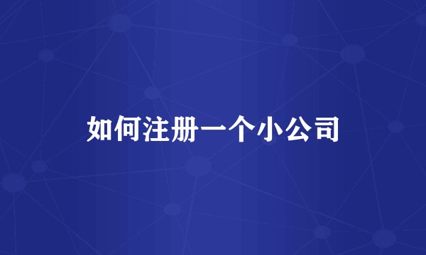 如何注册一个小公司