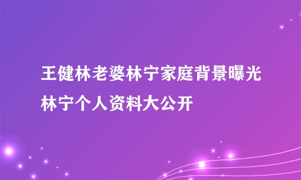 王健林老婆林宁家庭背景曝光林宁个人资料大公开