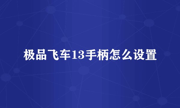 极品飞车13手柄怎么设置