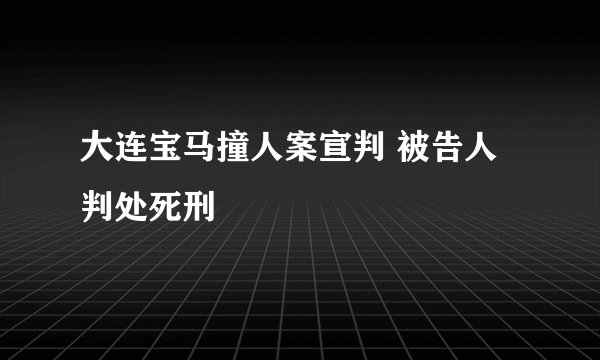 大连宝马撞人案宣判 被告人判处死刑