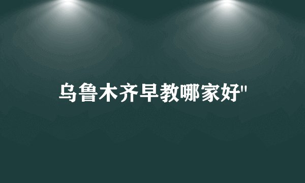 乌鲁木齐早教哪家好