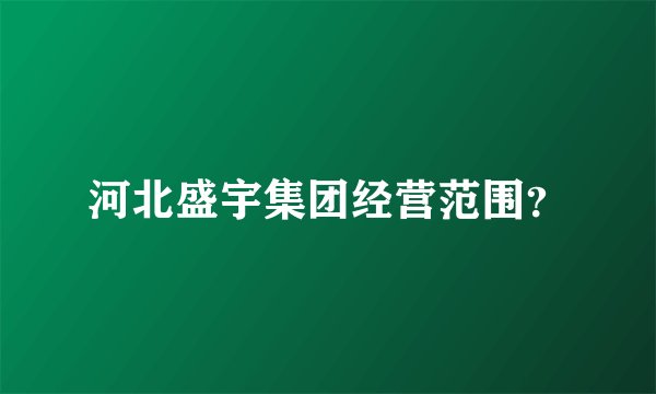 河北盛宇集团经营范围？